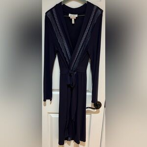 Jessica Simpson Women’s Lace Trim Motherhood Maternity Nursing Robe Navy S/M